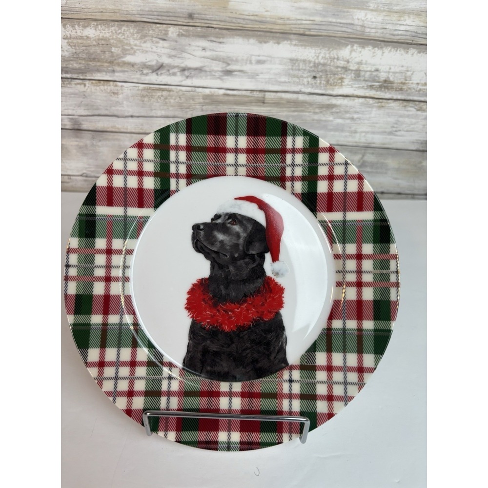 CELTIC CANINES Black Lab Christmas Plate Labrador Retriever